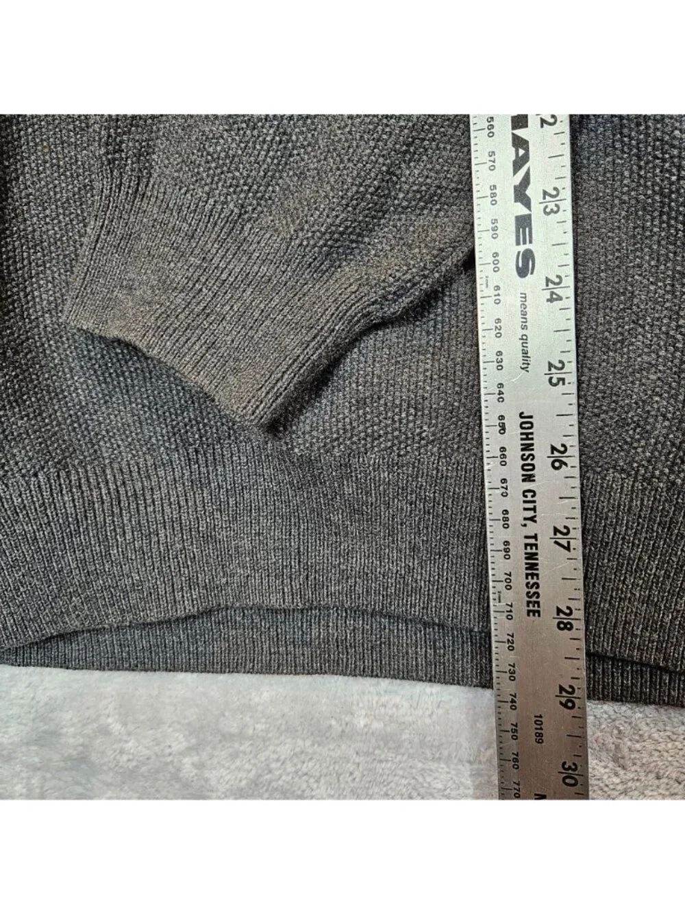 Tasso Elba Mens Large Grey Cotton Long Sleeve V-Neck Sweater tight knit career